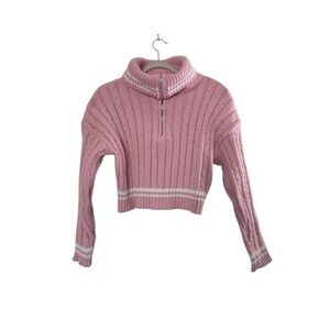 Absolutely Creative Worldwide Sweater Womens Size S Cozy Knit Zip Up Crop